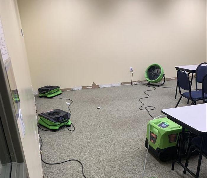 equipment drying room, baseboards removed